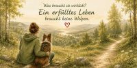 Eine Frau sitze mit ihrer Hünding ruhig im Wald und genießt die Ruhe.