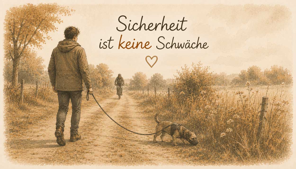 Hund mit Maulkorb an der Leine – Sicherheit und Fürsorge im Alltag